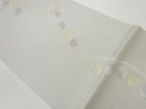 曲線に丸模様織出し夏用袋帯